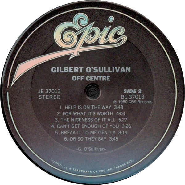 Gilbert O'Sullivan - Off Centre (LP, Album)