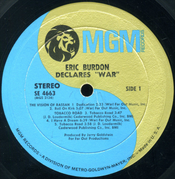 Eric Burdon & War - Eric Burdon Declares ""War"" (LP, Album, Wad)