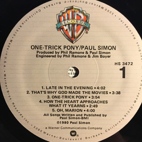 Paul Simon - One-Trick Pony (LP, Album)