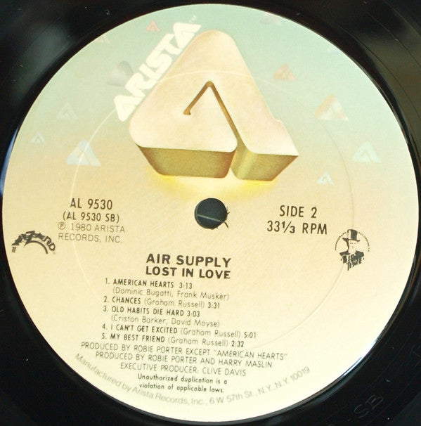 Air Supply - Lost In Love (LP, Album)