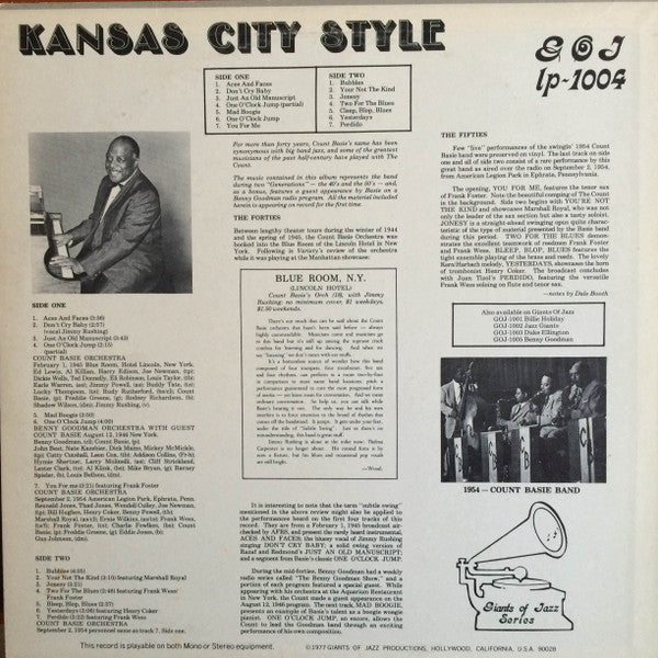 Count Basie - Kansas City Style (LP, Album, Mono, Ltd)