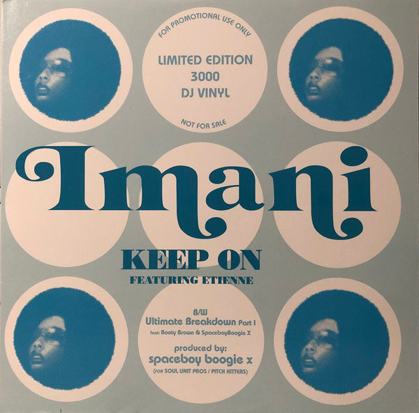 Imani - Keep On / Ultimate Breakdown (Part I) (12"", Ltd, Promo, Blu)