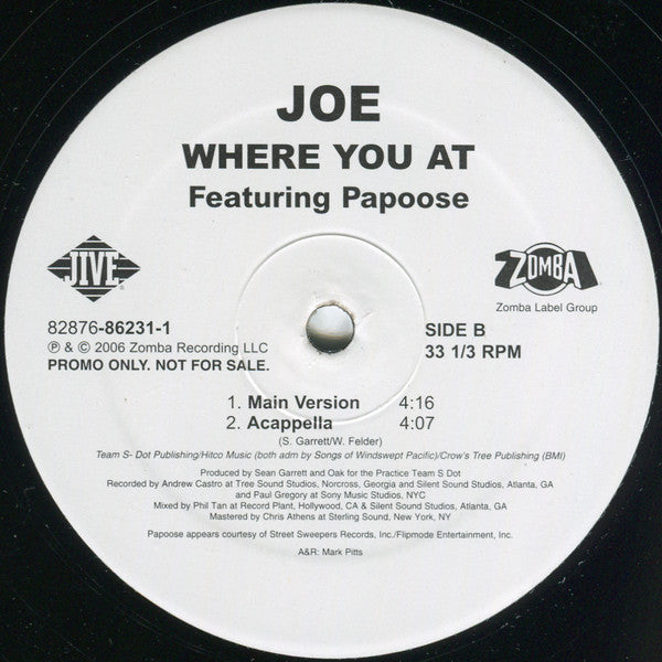 Joe Feat. Papoose - Where You At (12"", Promo)