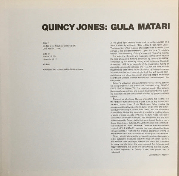 Quincy Jones - Gula Matari (LP, Album, RE, Gat)