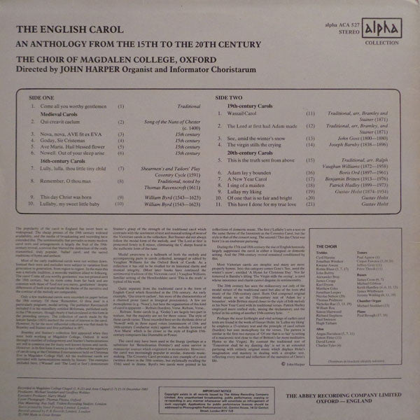 Magdalen College Choir Oxford - The English Carol(LP)
