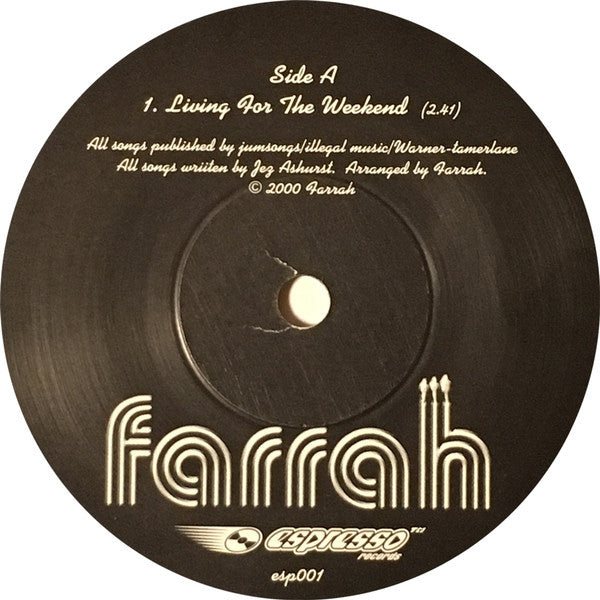 Farrah - Living For The Weekend (7"", Single)
