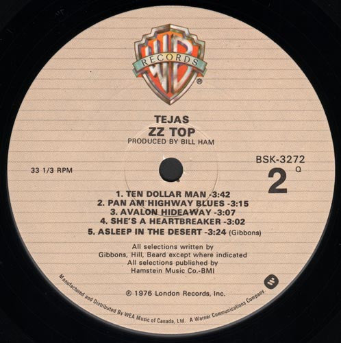 ZZ Top - Tejas (LP, Album, RE, Tri)