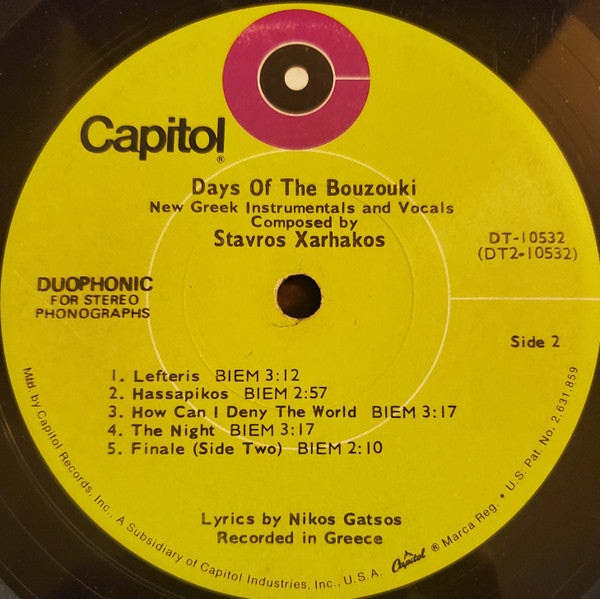 Stavros Xarhakos* - Days Of The Bouzouki (LP, Album)