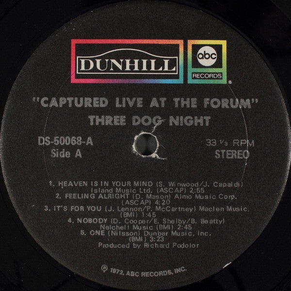 Three Dog Night - Captured Live At The Forum (LP, Album, RE)