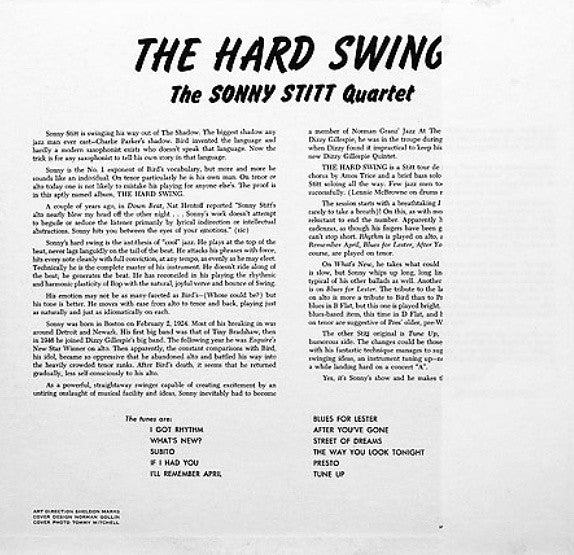The Sonny Stitt Quartet* - The Hard Swing (LP, Album, Mono, RE)