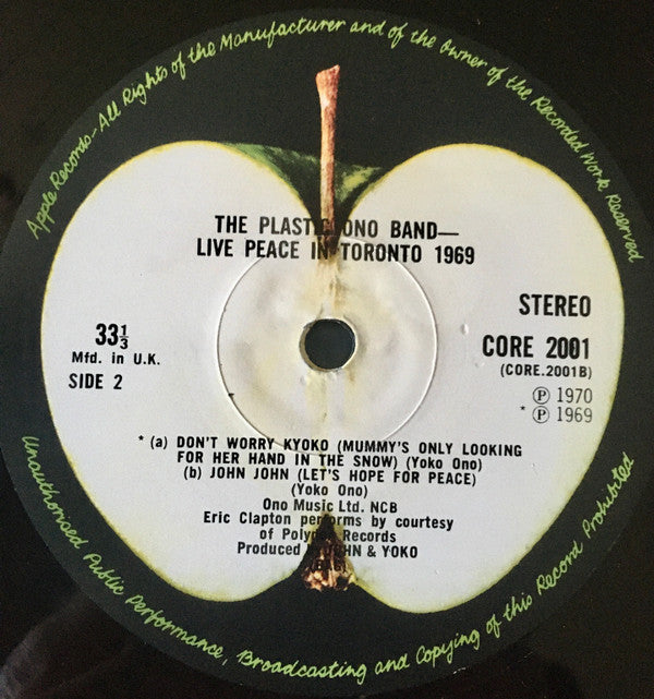 The Plastic Ono Band - Live Peace In Toronto 1969 (LP, Album, RP)