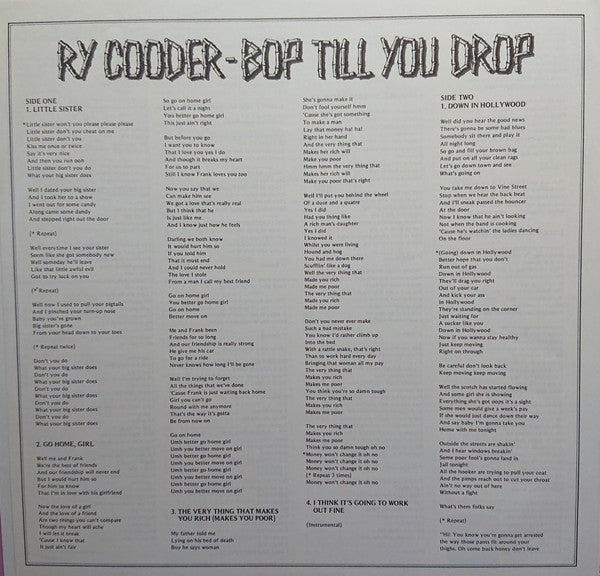 Ry Cooder - Bop Till You Drop (LP, Album)