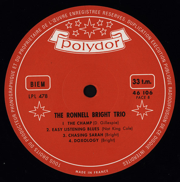The Ronnell Bright Trio - The Ronnell Bright Trio(LP, Album, Mono, ...