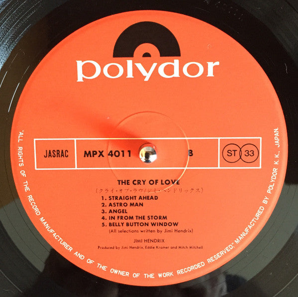 Jimi Hendrix - The Cry Of Love (LP, Album, RE)