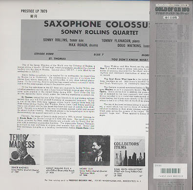 Sonny Rollins - Saxophone Colossus (LP, Album, Mono, RE)