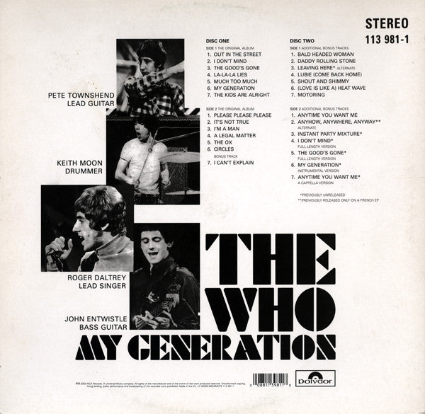 The Who - My Generation (2xLP, Album, Dlx, RE)