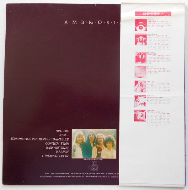 Ambrosia (2) - Somewhere I've Never Travelled (LP, Album, Gim)