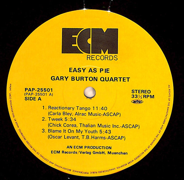 Gary Burton Quartet - Easy As Pie (LP, Album)