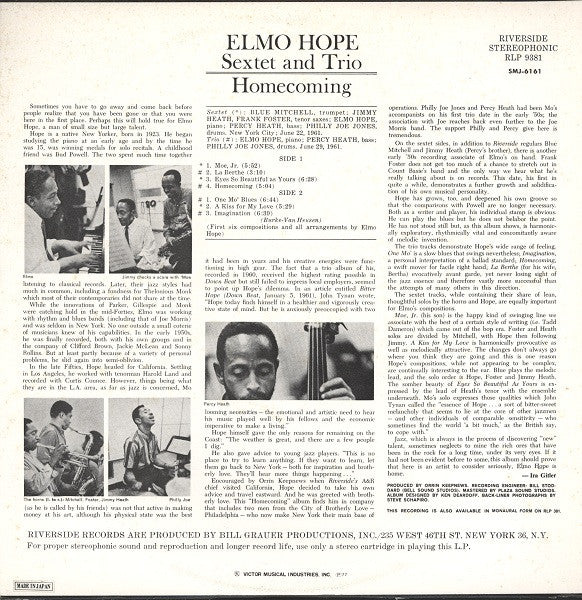 Elmo Hope Sextet And Trio* - Homecoming! (LP, Album, RE, wit)