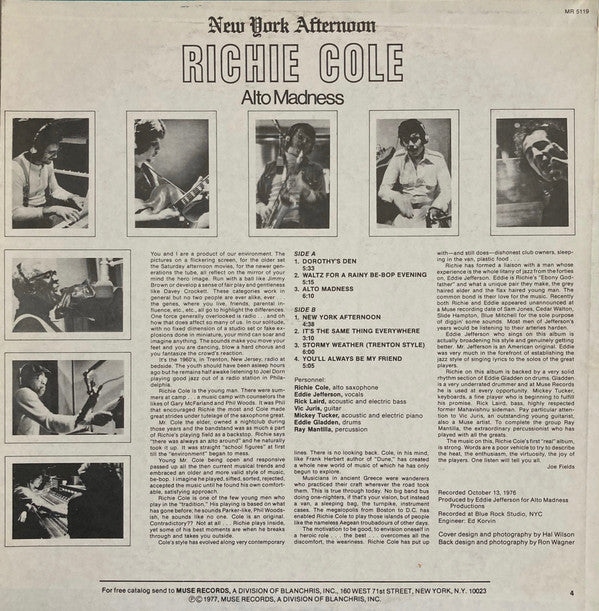 Richie Cole - New York Afternoon (Alto Madness) (LP)