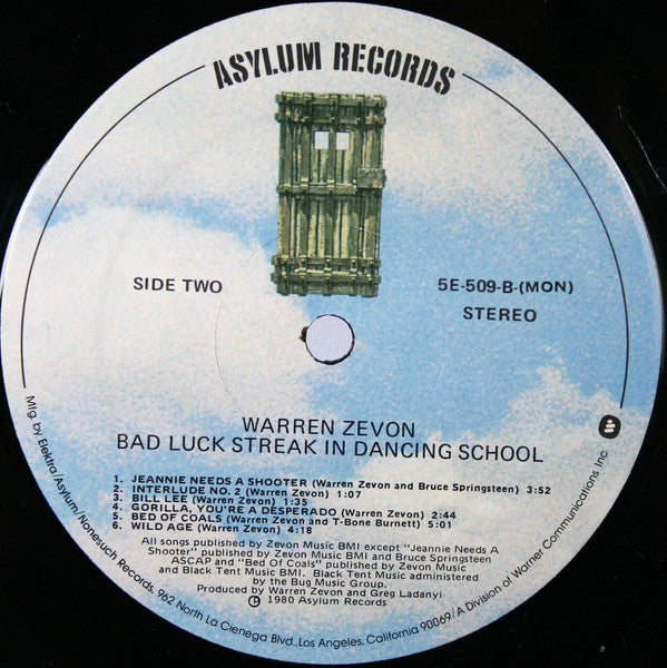 Warren Zevon - Bad Luck Streak In Dancing School (LP, Album, MON)