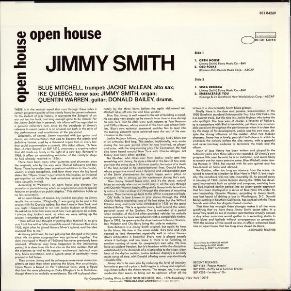 The Incredible Jimmy Smith* - Open House (LP, Album, Ltd, RE)