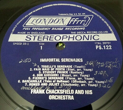 Frank Chacksfield & His Orchestra - Immortal Serenades (LP, Album)