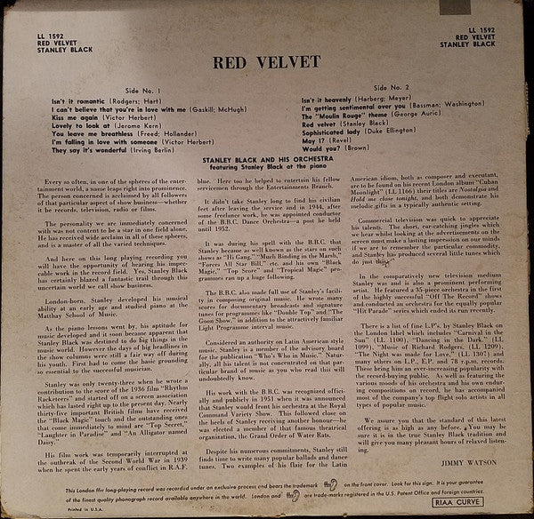 Stanley Black And His Orchestra* - Red Velvet (LP, Album)