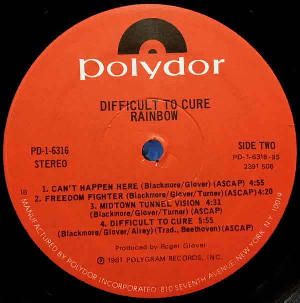 Rainbow - Difficult To Cure (LP, Album, Pre)