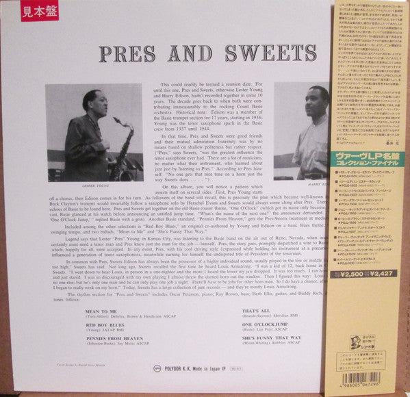 Lester Young - Pres & Sweets(LP, Album, Mono, Promo, RE)