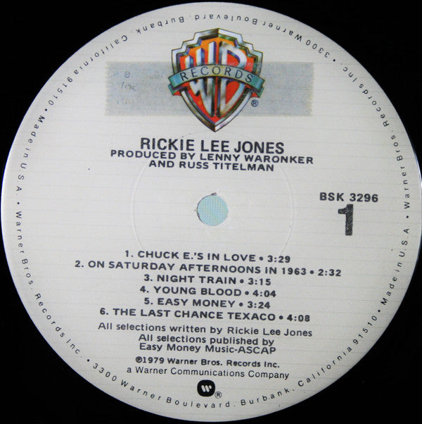 Rickie Lee Jones - Rickie Lee Jones (LP, Album, Jac)
