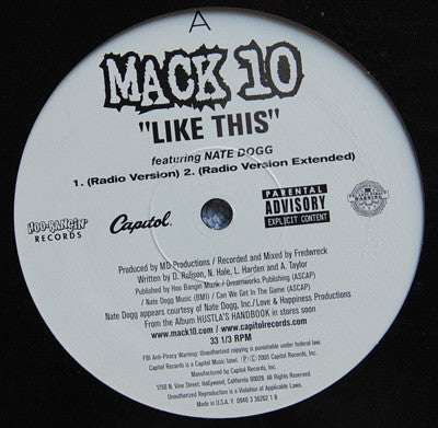 Mack 10 Featuring Nate Dogg - Like This (12"")