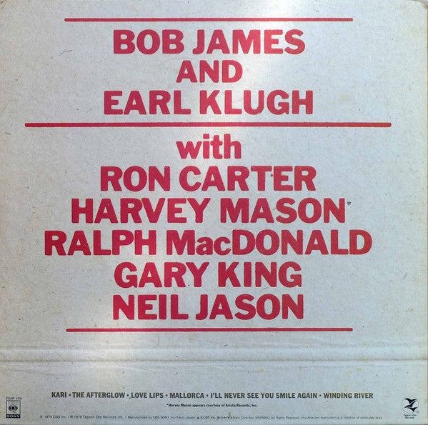 Bob James And Earl Klugh - One On One (LP, Album, Promo, Gat)