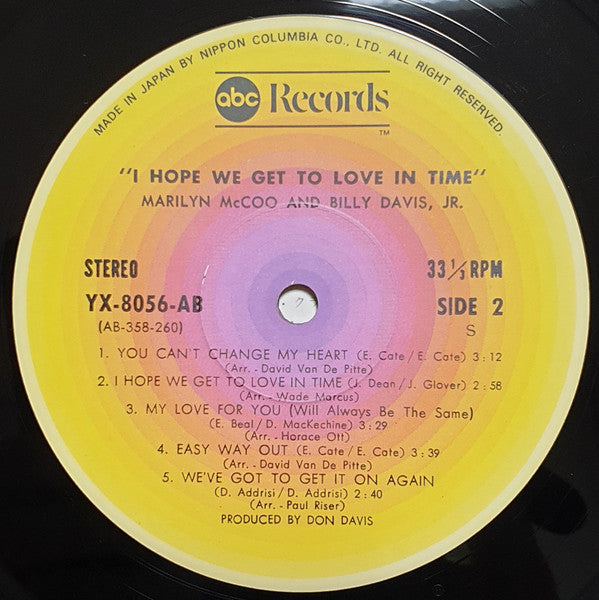 Marilyn McCoo & Billy Davis Jr. - I Hope We Get To Love In Time(LP,...