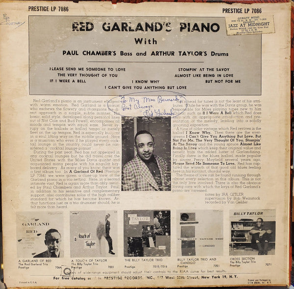 Red Garland - Red Garland's Piano(LP, Album, Mono, RP, Tra)