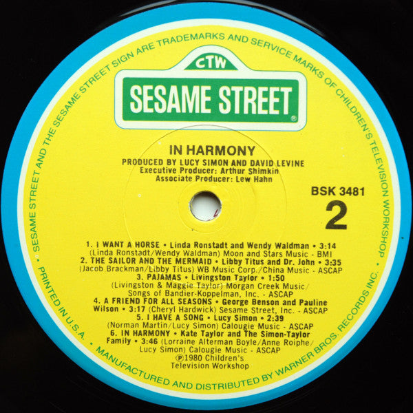 Various - In Harmony - A Sesame Street Record (LP, Album, Los)