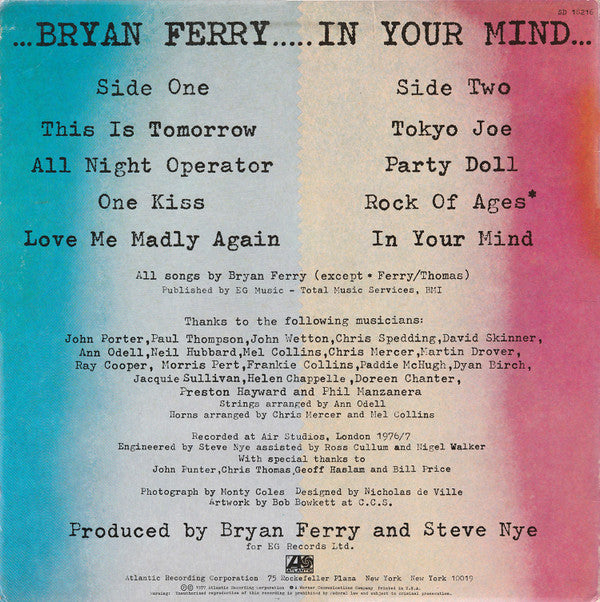 Bryan Ferry - In Your Mind (LP, Album, Ric)