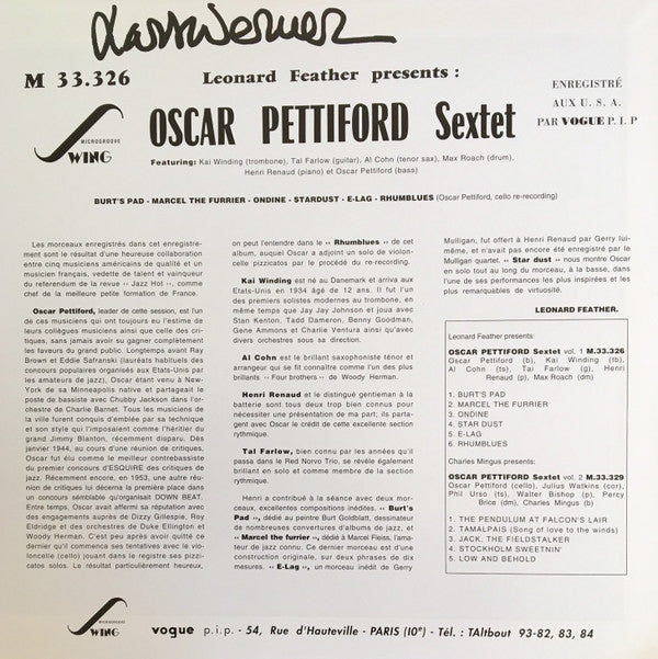 Oscar Pettiford Sextet - Oscar Pettiford Sextet (LP, Album, Mono, RE)