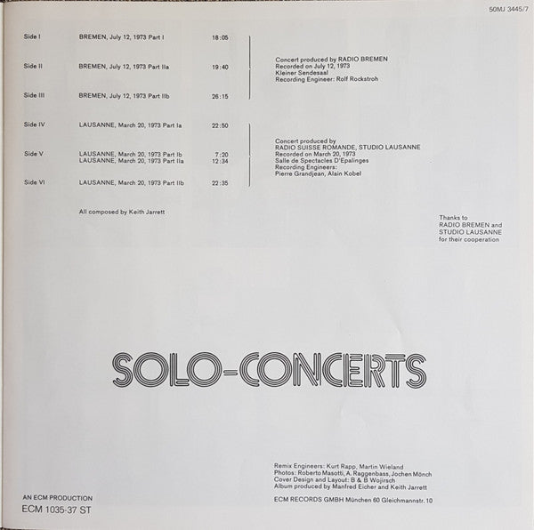 Keith Jarrett - Solo Concerts: Bremen / Lausanne(3xLP, Album, RE + ...