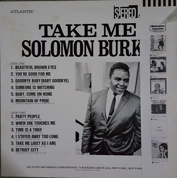 Solomon Burke - Take Me (LP, Comp, Promo)
