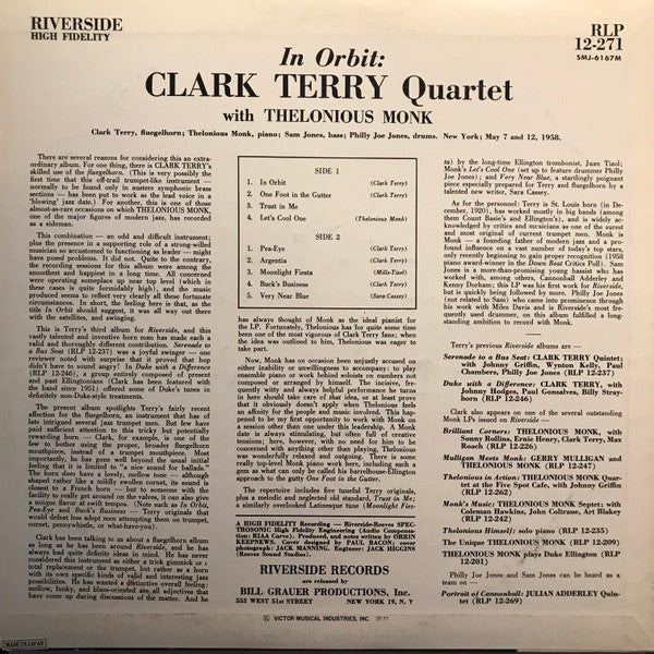 Clark Terry Quartet - In Orbit(LP, Album, Mono, RE)