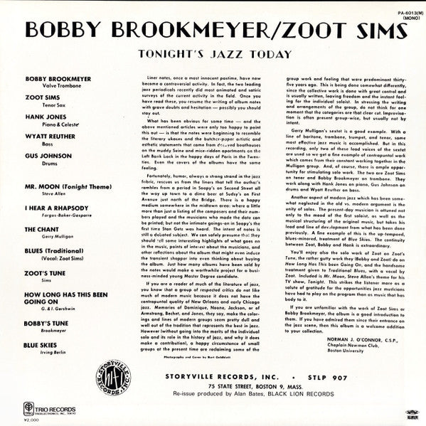 Zoot Sims - Tonite's Music Today(LP, Album, Mono, RE)