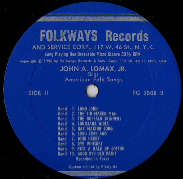 John A. Lomax, Jr. - Sings American Folksongs (LP, Album)