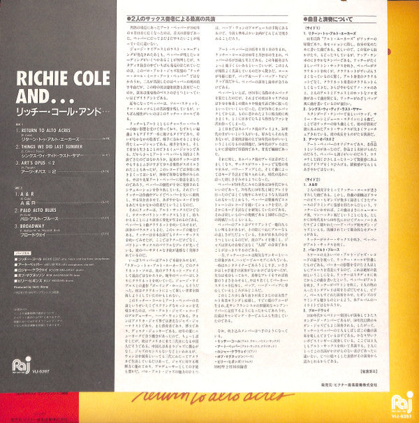 Richie Cole - Return To Alto Acres (LP, Album)