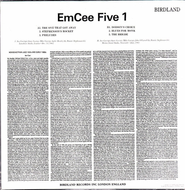 The EmCee Five - Bebop From The East Coast 1 (10"", Album)