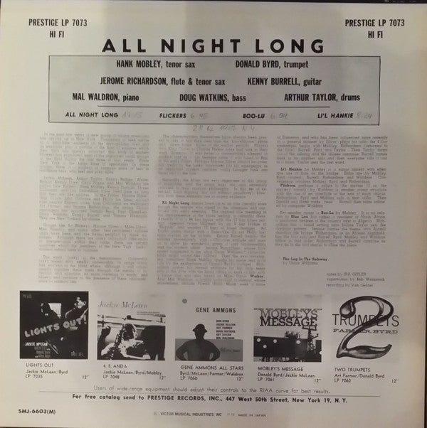 The Prestige All Stars - All Night Long (LP, Album, Mono, RE)