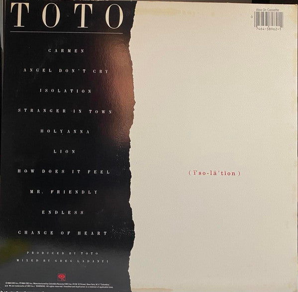 Toto - Isolation (LP, Album, Pit)