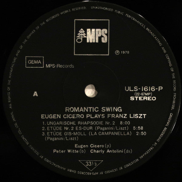 Eugen Cicero - Romantic Swing - Eugen Cicero Plays Franz Liszt (LP)