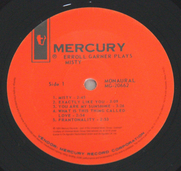 Erroll Garner - Plays Misty (LP, Album, Mono, RE, 180)