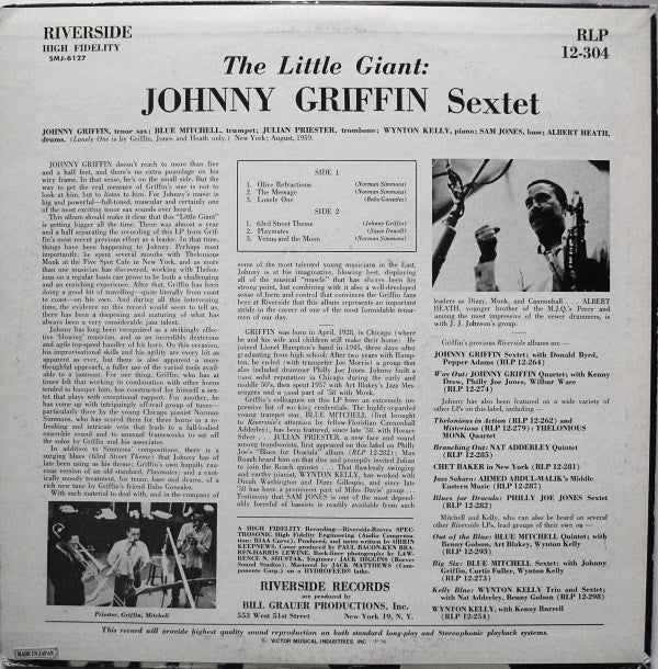 Johnny Griffin - The Little Giant (LP, Album, RP)